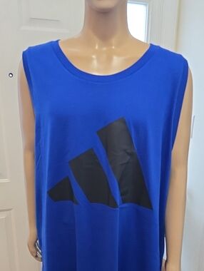 ADIDAS BRAND SIGNATURE MEN'S BIG AND TALL ROYAL BLUE TANK TOP SIZE XLT